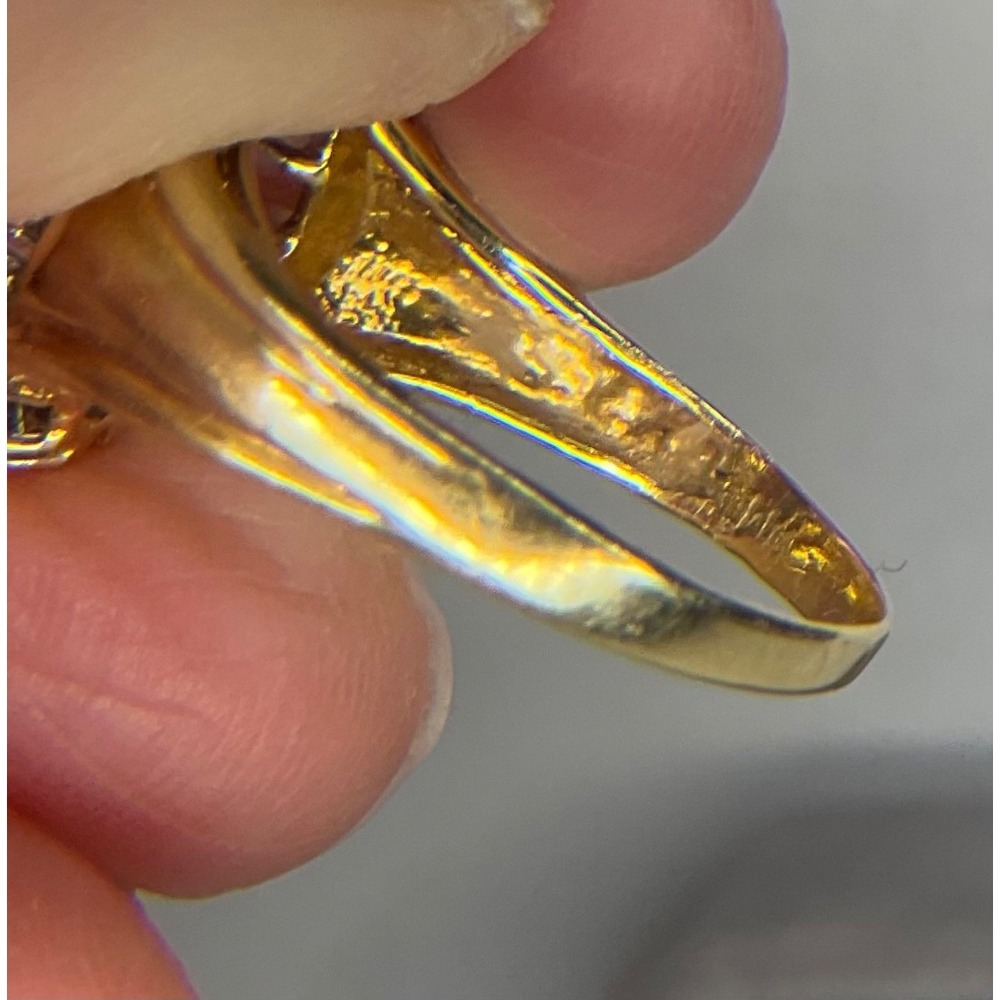 14K YELLOW GOLD DIAMOND CLUSTER RING ESTATE JEWELER VERIFIED SZ 7.5 - Picture 5 of 9